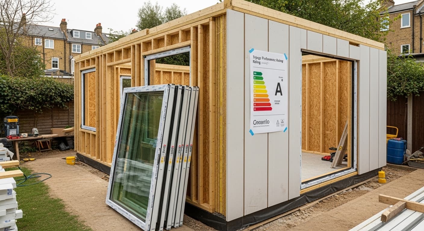 Garden room construction meeting Part L 2026 energy performance standards